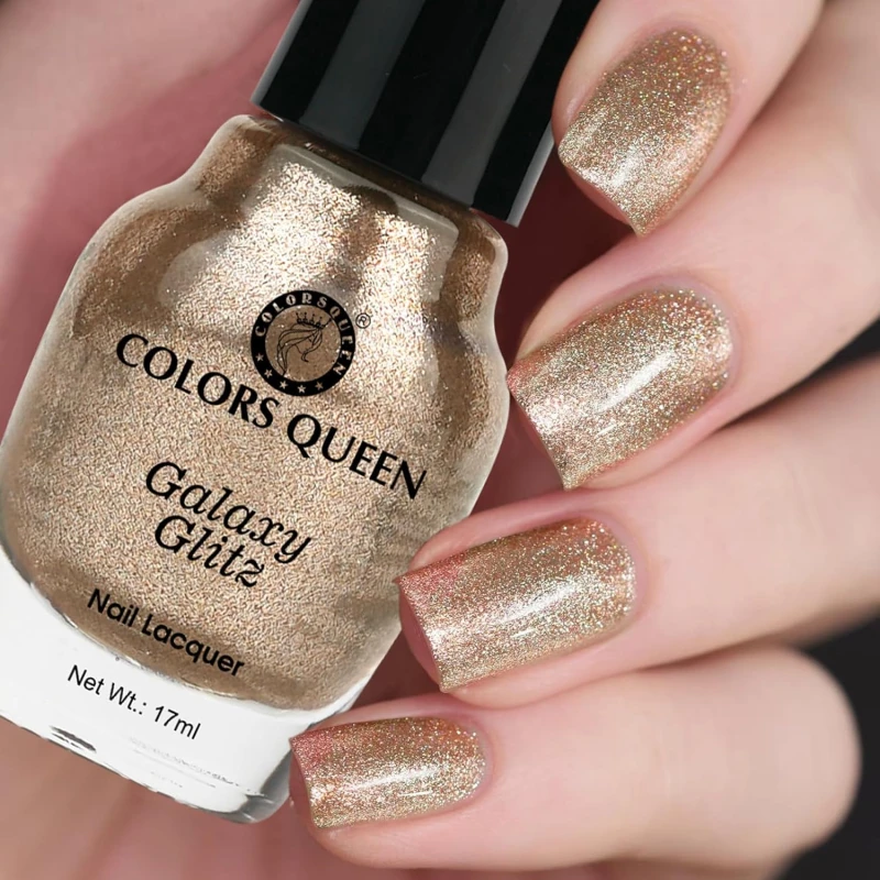 Colors Queen Galaxy Glitz Nail Lacquer | Glossy Nail Polish | Long Lasting | Chip Resisting Formula, Effortless Application | Vegan and Cruelty Free (130 - Chandelier, 17ml) - Thumbnail 2